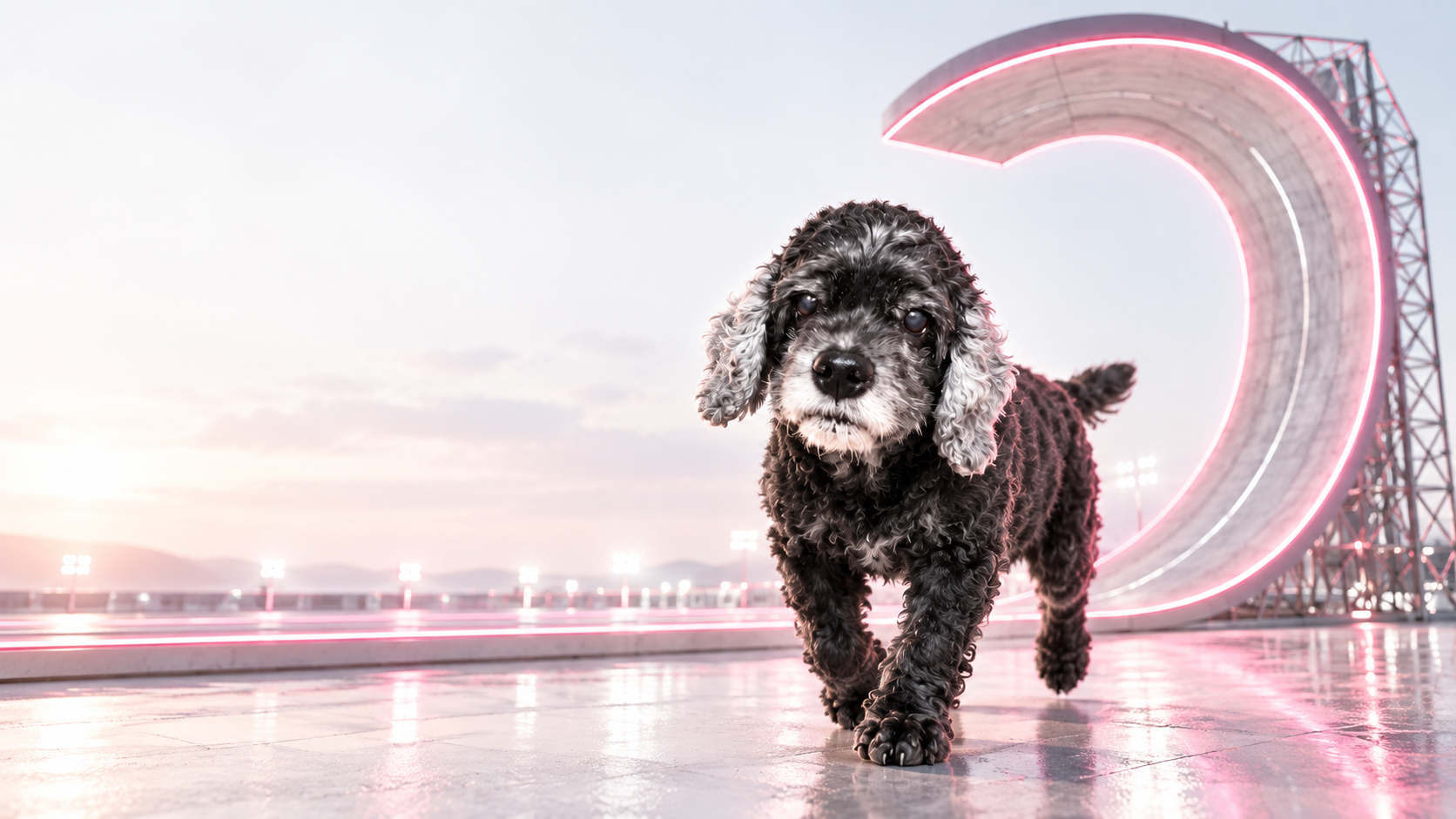 J字型コースに挑戦する愛犬のAI動画